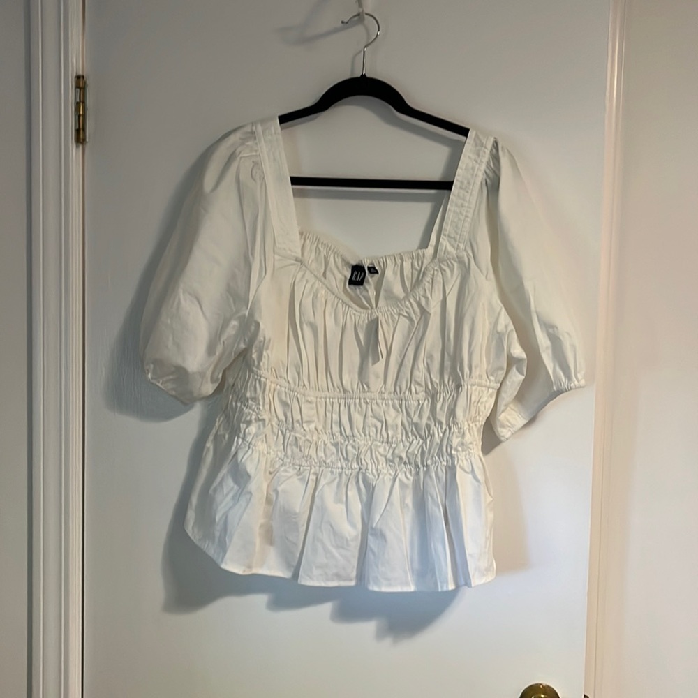 GAP White Blouse with Puff Sleeves